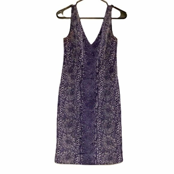 Tory Burch Purple Floral V Neck Sleeveless Sheath Knee Length Work Party size 4 - Picture 3 of 10